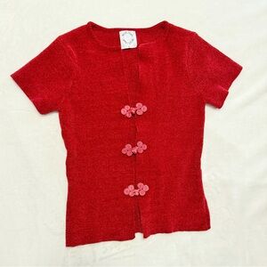 With Jean ruby top in red